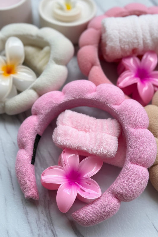 Conjunto Diadema, Muñequeras y Pinza SkinCare/ Makeup