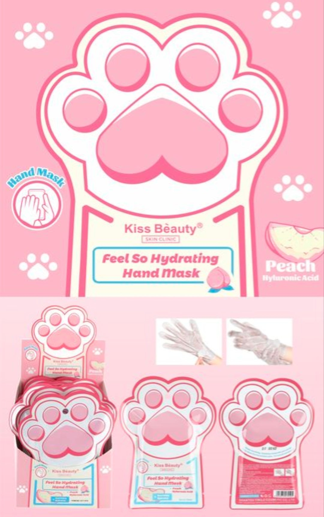 Mascarilla para Manos Hidratante Melocotón y Ácido Hialurónico