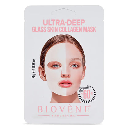 Mascarilla GLASS SKIN facial transparente de colágeno ultra-profunda para una piel de cristal.