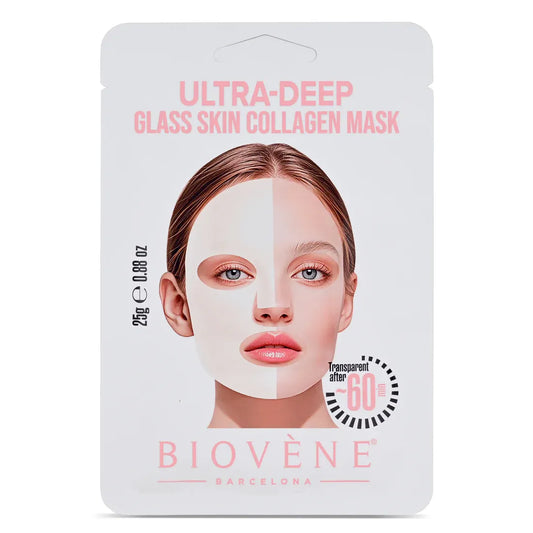 Mascarilla GLASS SKIN facial transparente de colágeno ultra-profunda para una piel de cristal.
