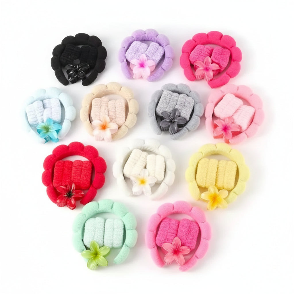 Conjunto Diadema, Muñequeras y Pinza SkinCare/ Makeup