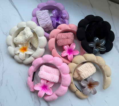 Conjunto Diadema, Muñequeras y Pinza SkinCare/ Makeup