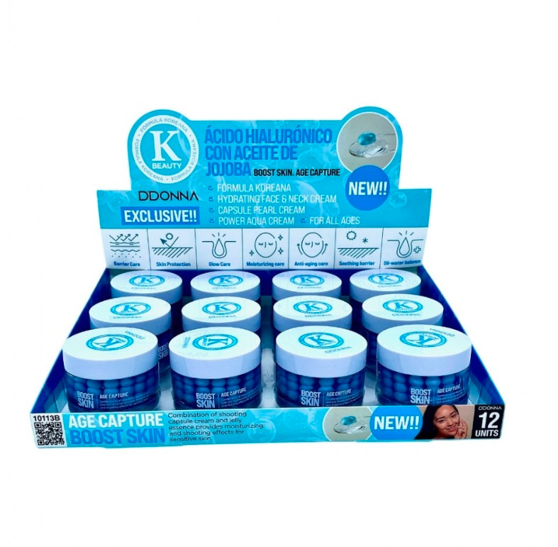 Crema Facial Cápsulas Ácido Hialurónico, Jojoba y péptidos azules - Fórmula Coreana Hidratante- D'Donna