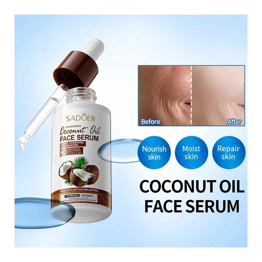 SERUM FACIAL CON ACEITE DE COCO 100% NATURAL 40ML. SADOER